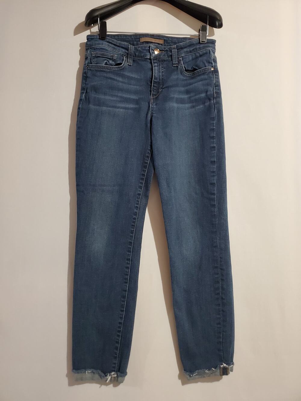 Joe's Ella Straight Ankle Distressed Dark Wash Jeans Womens Size 28 Roll Cuff